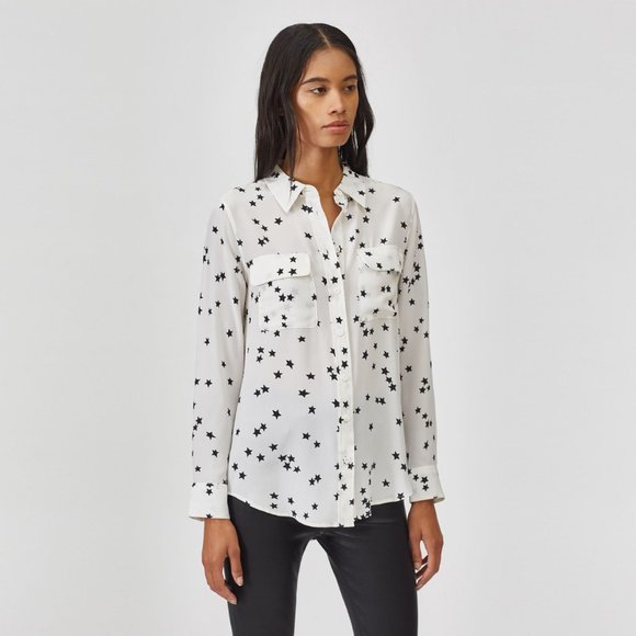 Equipment Star Print Long Sleeve Silk Blouse - Picture 4 of 10